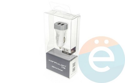 АЗУ Konfulon C-17 2.1А 2xUSB серое - фото 23430