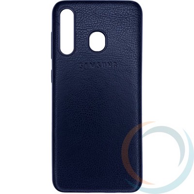 Накладка кожаная с логотипом для Samsung Galaxy A20/A30 2019 чёрная - фото 27807