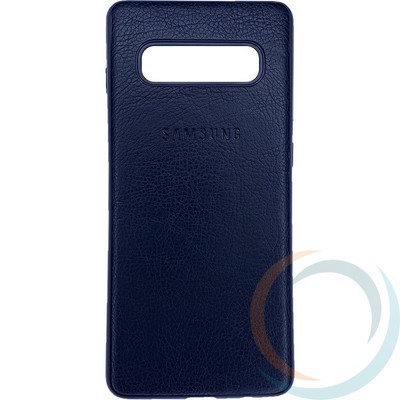 Накладка кожаная с логотипом для Samsung Galaxy S10 Plus чёрная - фото 27822