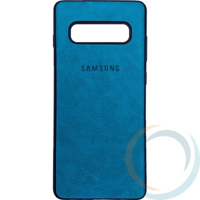Накладка кожаная с логотипом для Samsung Galaxy S10 Plus бирюзовая - фото 27826