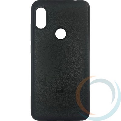 Накладка кожаная с логотипом для Xiaomi Redmi note 6 чёрная - фото 27832