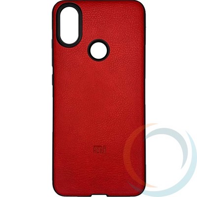 Накладка кожаная с логотипом для Xiaomi Mi 6x/A2 красная - фото 27839
