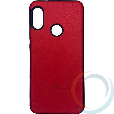 Накладка кожаная с логотипом для Xiaomi Mi A2 lite красная - фото 27844