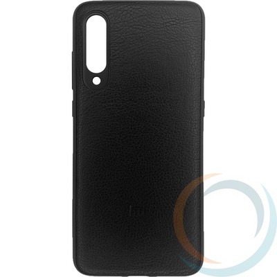 Накладка кожаная с логотипом для Xiaomi Mi 9 чёрная - фото 27868