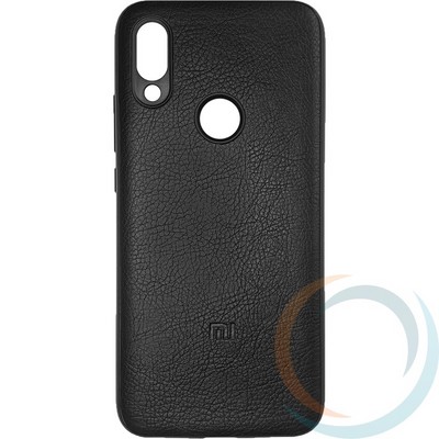 Накладка кожаная с логотипом для Xiaomi Redmi 7 чёрная - фото 27878