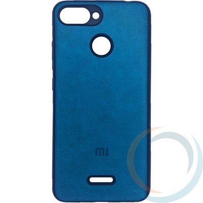 Накладка кожаная с логотипом для Xiaomi Redmi 6 бирюзовая - фото 27887