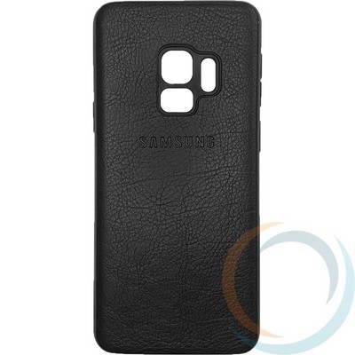 Накладка кожаная с логотипом для Samsung Galaxy S9 чёрная - фото 27895
