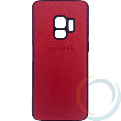 Накладка кожаная с логотипом для Samsung Galaxy S9 красная - фото 27896