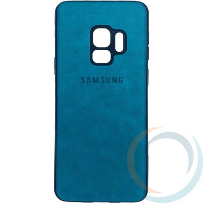 Накладка кожаная с логотипом для Samsung Galaxy S9 бирюзовая - фото 27899