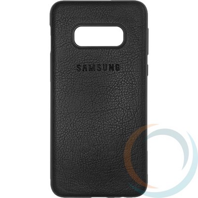 Накладка кожаная с логотипом для Samsung Galaxy S10 lite чёрная - фото 27915