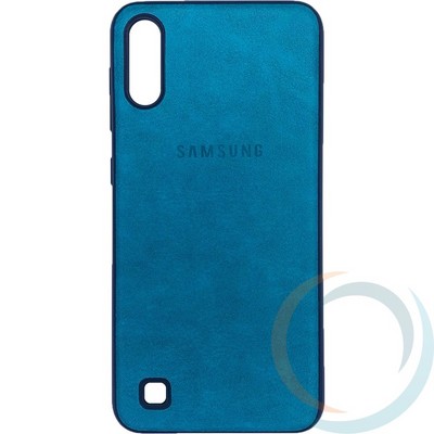 Накладка кожаная с логотипом для Samsung Galaxy A10 бирюзовая - фото 27928