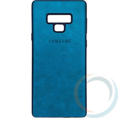Накладка кожаная с логотипом для Samsung Galaxy Note 9 бирюзовая - фото 27989