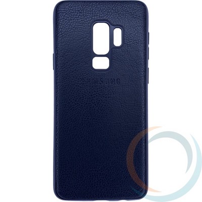 Накладка кожаная с логотипом для Samsung Galaxy S9 Plus чёрная - фото 28020