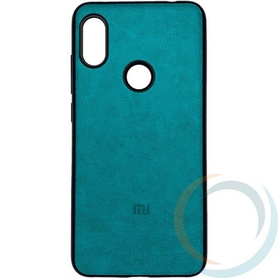 Накладка кожаная с логотипом для Xiaomi Redmi note 6 бирюзовая - фото 29055