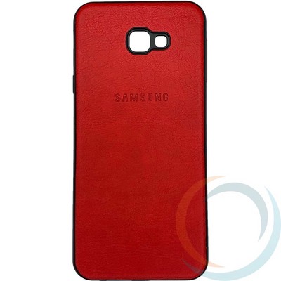Накладка кожаная с логотипом для Samsung Galaxy J4 Plus красная - фото 29060