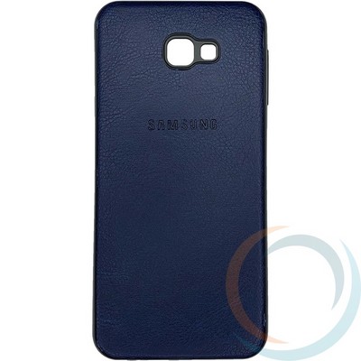 Накладка кожаная с логотипом для Samsung Galaxy J4 Plus синяя - фото 29061
