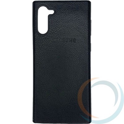 Накладка кожаная с логотипом для Samsung Galaxy Note 10 чёрная - фото 29256