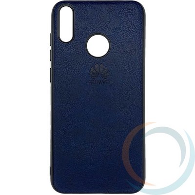 Накладка кожаная с логотипом для Huawei Honor 8C синяя - фото 29285