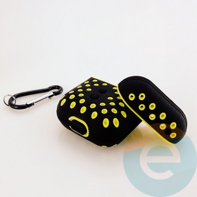 Чехол силиконовый Nike для наушников Apple AirPods 1/2 чёрно-жёлтый 9 - фото 30588