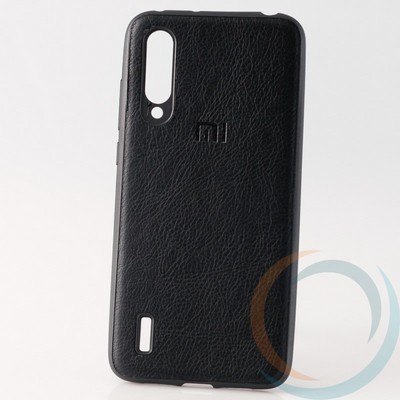 Накладка кожаная с логотипом для Xiaomi Mi 9 Lite чёрная - фото 30784