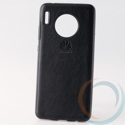 Накладка кожаная с логотипом для Huawei Mate 30 чёрная - фото 30789