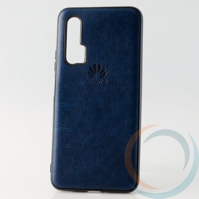 Накладка кожаная с логотипом для Huawei Nova 6 синяя - фото 30812