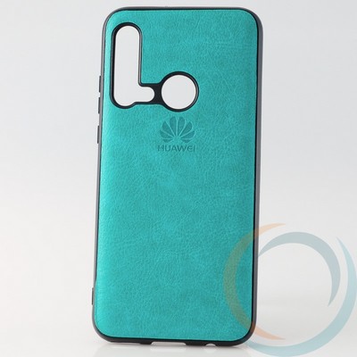 Накладка кожаная с логотипом для Huawei Nova 5i бирюзовая - фото 30819
