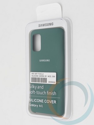 Накладка Silicone cover на Samsung Galaxy A41 зеленая - фото 38604