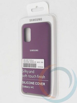 Накладка Silicone cover на Samsung Galaxy A41 светло-фиолетовая - фото 38608