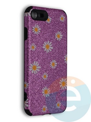 Накладка силиконовая с ромашками для Apple iPhone 7/8/SE2 фиолетовая - фото 40102