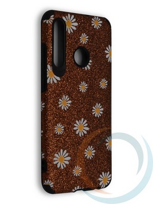 Накладка силиконовая с ромашками для Huawei Honor 10 Lite/P Smart 2019 коричневая - фото 40113