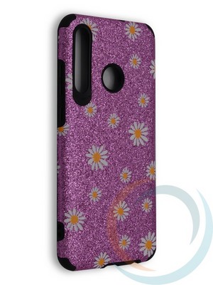 Накладка силиконовая с ромашками для Huawei Honor 10 Lite/P Smart 2019 фиолетовая - фото 40116