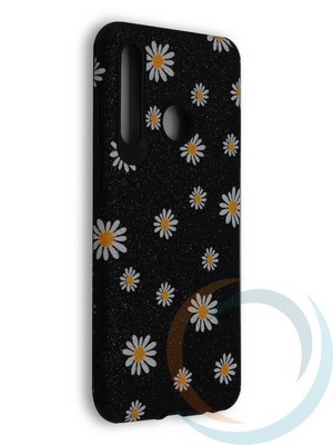 Накладка силиконовая с ромашками для Huawei Honor 10 Lite/P Smart 2019 черная - фото 40117