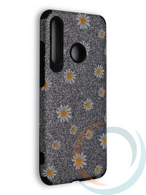 Накладка силиконовая с ромашками для Huawei Honor 20 Lite серебристая - фото 40122