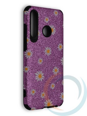 Накладка силиконовая с ромашками для Huawei Honor 20 Lite фиолетовая - фото 40123