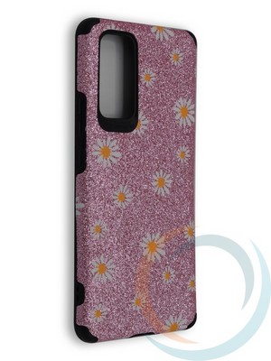 Накладка силиконовая с ромашками для Huawei Honor 30 Pro розовая - фото 40128