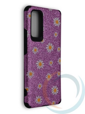 Накладка силиконовая с ромашками для Huawei Honor 30 Pro фиолетовая - фото 40130
