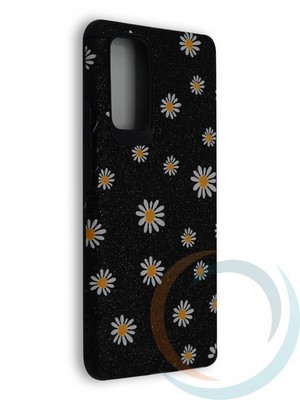 Накладка силиконовая с ромашками для Huawei Honor 30 Pro черная - фото 40131