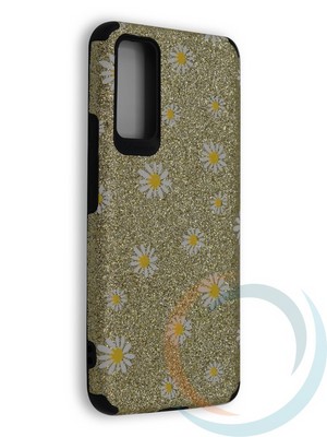 Накладка силиконовая с ромашками для Huawei Honor 30 золотистая - фото 40133
