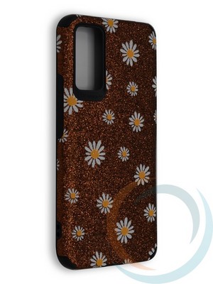 Накладка силиконовая с ромашками для Huawei Honor 30 коричневая - фото 40134