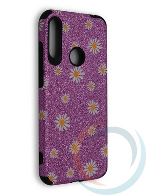 Накладка силиконовая с ромашками для Huawei Honor 8A/Y6 2019 фиолетовая - фото 40151