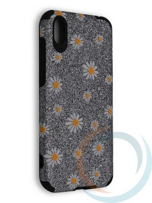 Накладка силиконовая с ромашками для Huawei Honor 8S/Y5 2019 серебристая - фото 40157