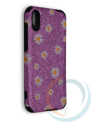 Накладка силиконовая с ромашками для Huawei Honor 8S/Y5 2019 фиолетовая - фото 40158