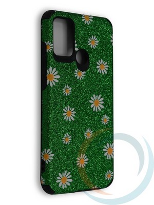 Накладка силиконовая с ромашками для Huawei Honor 9A зеленая - фото 40160