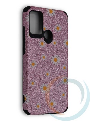 Накладка силиконовая с ромашками для Huawei Honor 9A розовая - фото 40163