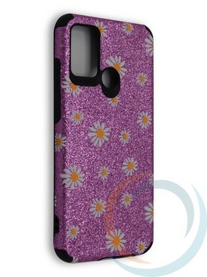 Накладка силиконовая с ромашками для Huawei Honor 9A фиолетовая - фото 40165