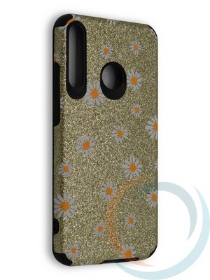 Накладка силиконовая с ромашками для Huawei Honor 9C золотистая - фото 40168