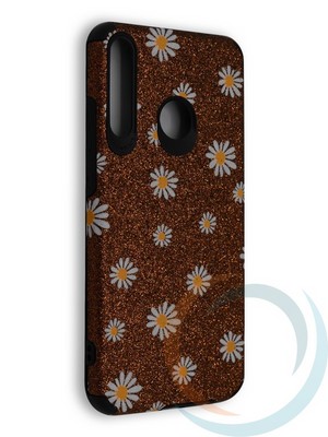 Накладка силиконовая с ромашками для Huawei Honor 9C коричневая - фото 40169