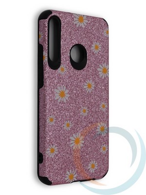 Накладка силиконовая с ромашками для Huawei Honor 9C розовая - фото 40170