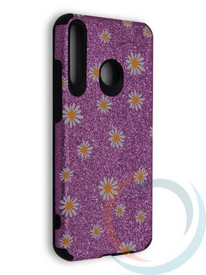 Накладка силиконовая с ромашками для Huawei Honor 9C фиолетовая - фото 40172